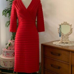 Adrianna Papell Red Shutter Quarter Sleeve Sleeve Midi Dress Size 12 NWOT